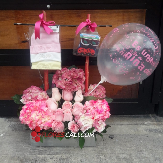 Arreglo hortensias rosado en cali