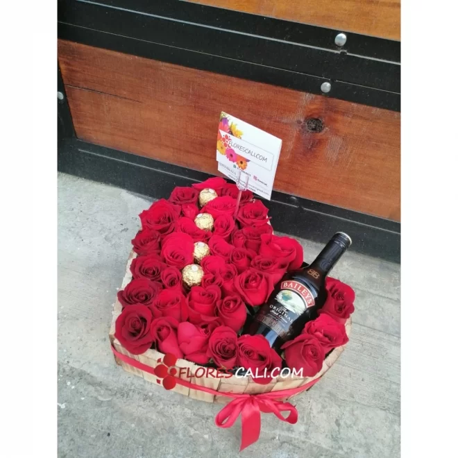 Corazon de rosas rojas para Mama