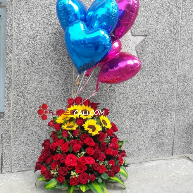 Arreglo girasol y rosas Floristeria en cali Dia de la Madre