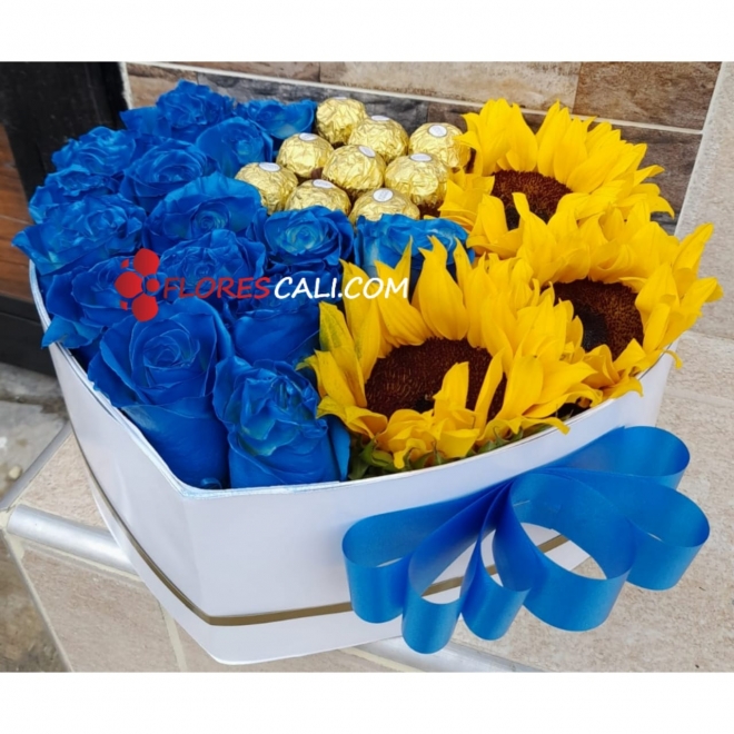 Corazón rosa azul y ferrero en cali