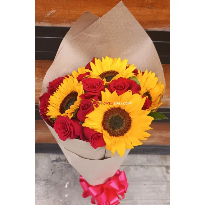 Bouquet girasol y rosas Dia de la Madre en cali