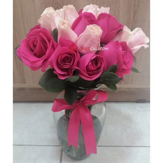 Jarron de 24 rosas floristeria en cali