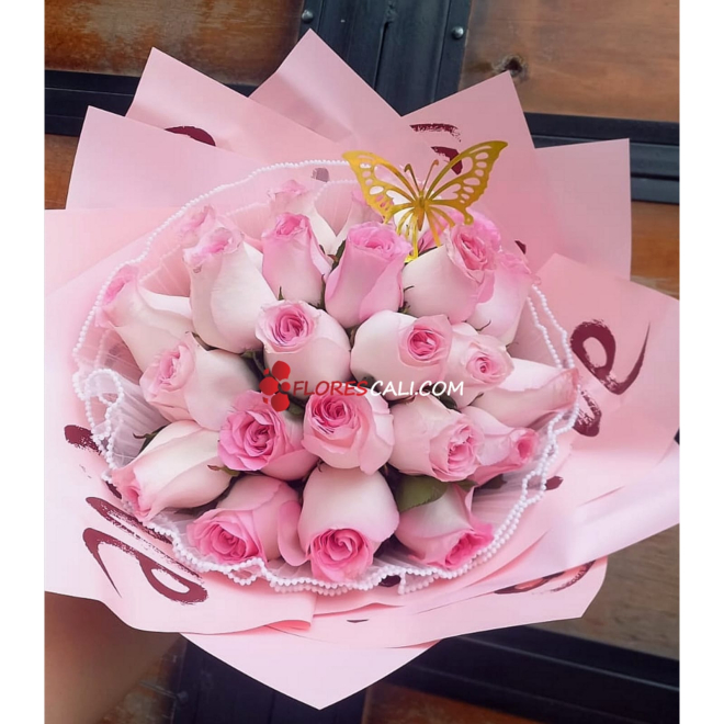 Bouquet rosa mariposa para regalar en cali