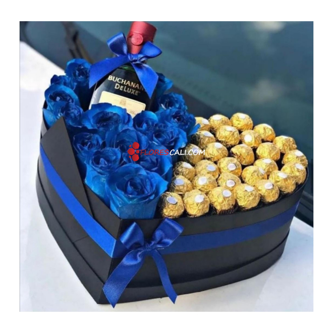 Corazon elegante rosas azules en cali