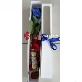Caja de rosa azul dia del padre