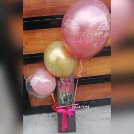 Caja de rosas y globos Dia de la Madre 