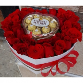 Corazón ferrero y rosas en cali Dia de la Madre 