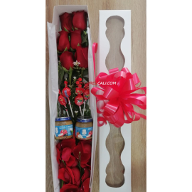 Caja x6 rosas y dulces, floristeria en cali 