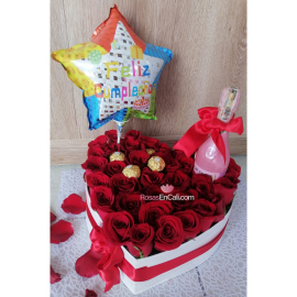 Corazòn de rosas rojo, arreglos para cumpleaños cali 