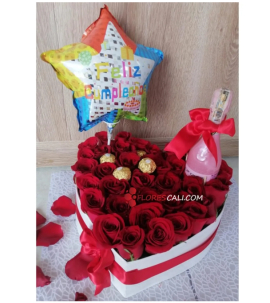 Corazòn de rosas rojo, arreglos para cumpleaños cali 