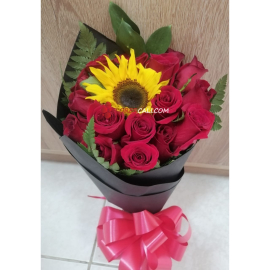 Bouquet de rosas y girasol en cali