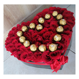 Corazon de rosas y chocolates flores cali