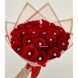 Bouquet de rosas rojas con perlas en cali