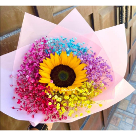 Bouquet girasol y perla colorida en cali