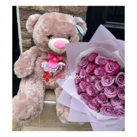 Bouquet mora en leche con peluche dia de la mujer