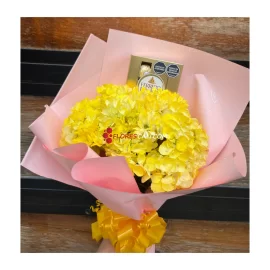 Bouquet hortensias y chocolates dia de las flores amarillas cali