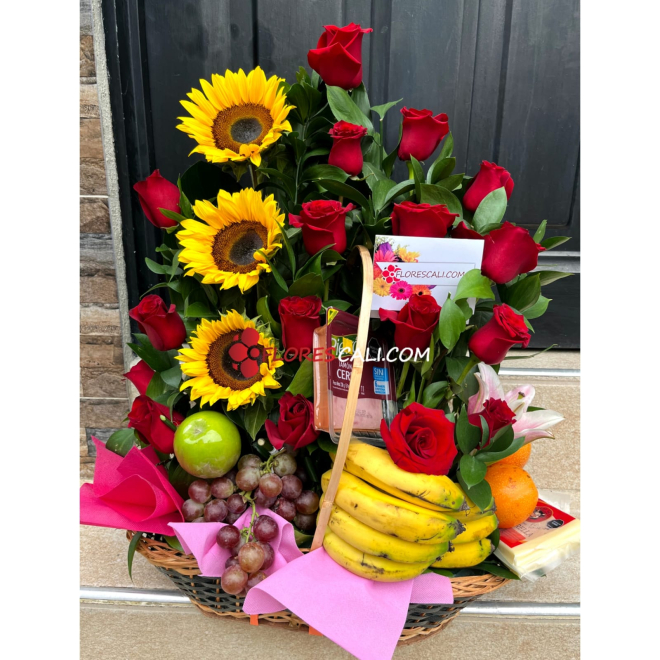 Arreglo de Flores con frutas  cali 