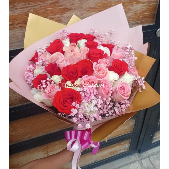 Bouquet de 40 rosas surtidas flores cali
