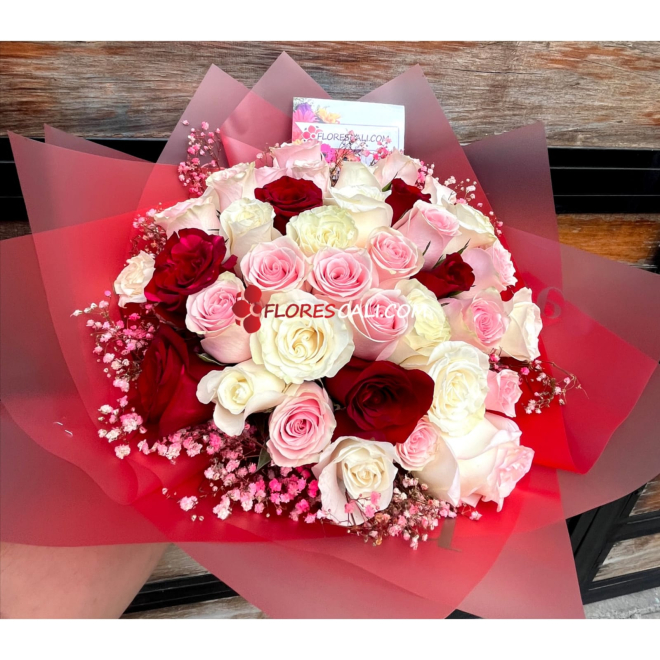 Bouquet de rosas amor San Valentin en cali