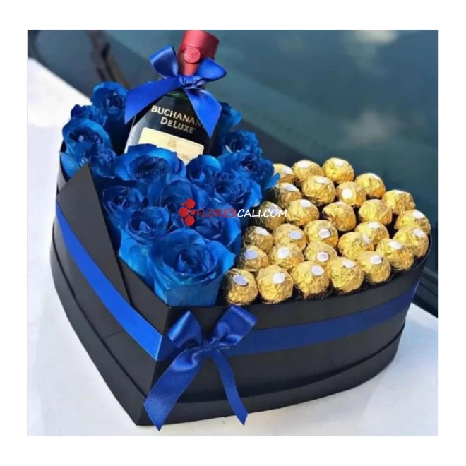 Corazon elegante rosas azules en cali