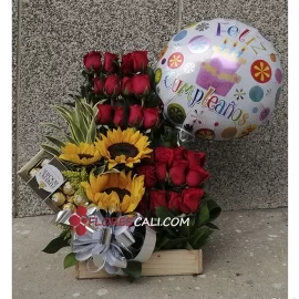 Arreglo girasoles y rosas día de la madre cali 