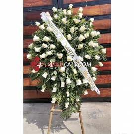 Corona fúnebre rosa blanca 