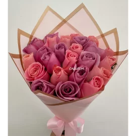 Bouquet salmon y morado flores en cali